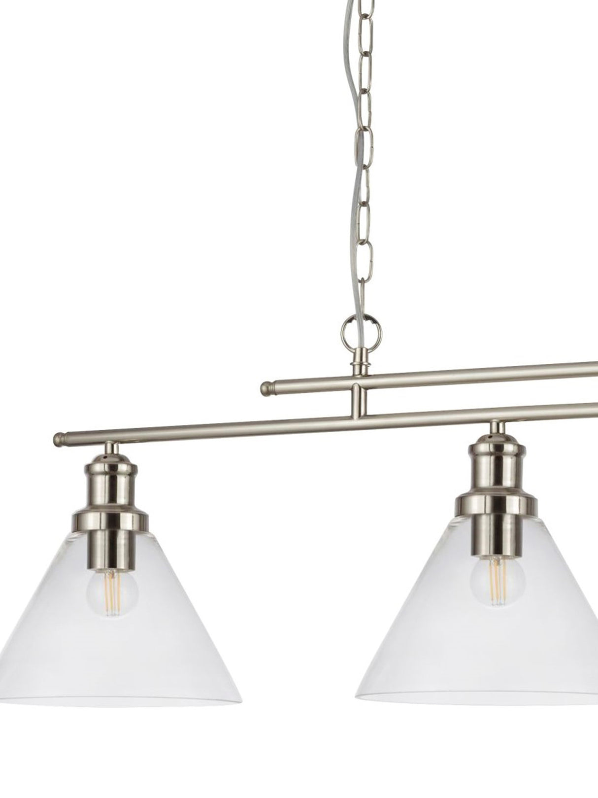 Searchlight Electric Pyramid 3Lt Bar Pendant - Satin Silver Metal & Glass 1277-3SS