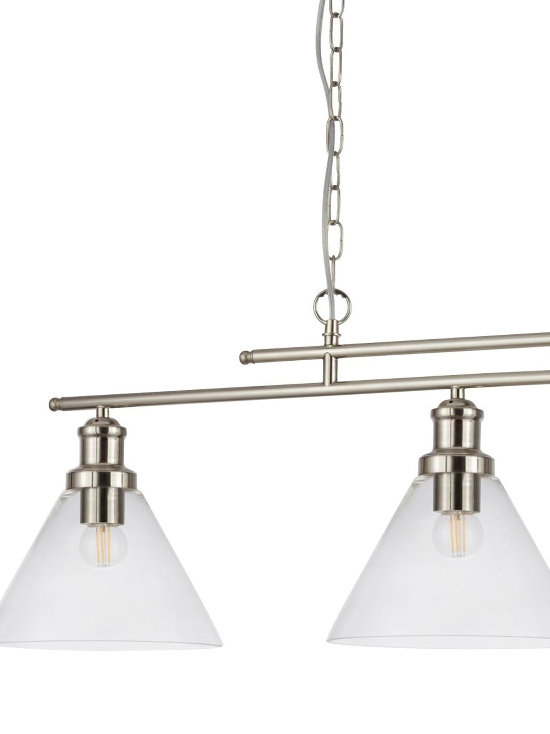 Searchlight Electric Pyramid 3Lt Bar Pendant - Satin Silver Metal & Glass 1277-3SS