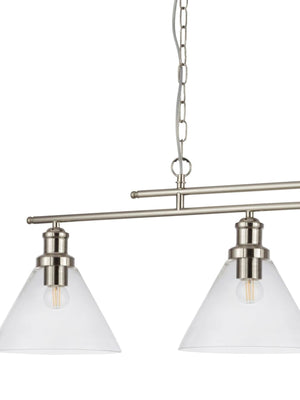 Searchlight Electric Pyramid 3Lt Bar Pendant - Satin Silver Metal & Glass 1277-3SS