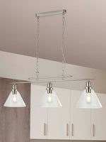 Searchlight Electric Pyramid 3Lt Bar Pendant - Satin Silver Metal & Glass 1277-3SS