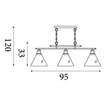 Searchlight Electric Pyramid 3Lt Bar Pendant - Satin Silver Metal & Glass 1277-3SS