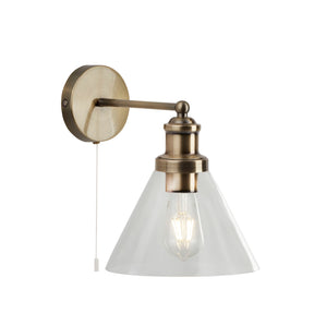 Pyramid Wall Light  - Antique Brass Metal & Glass