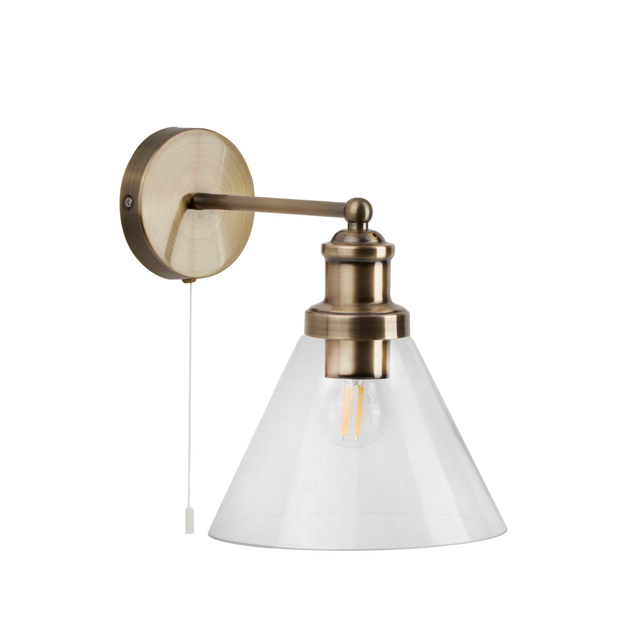 Searchlight Electric Pyramid Wall Light  - Antique Brass Metal & Glass 1277AB
