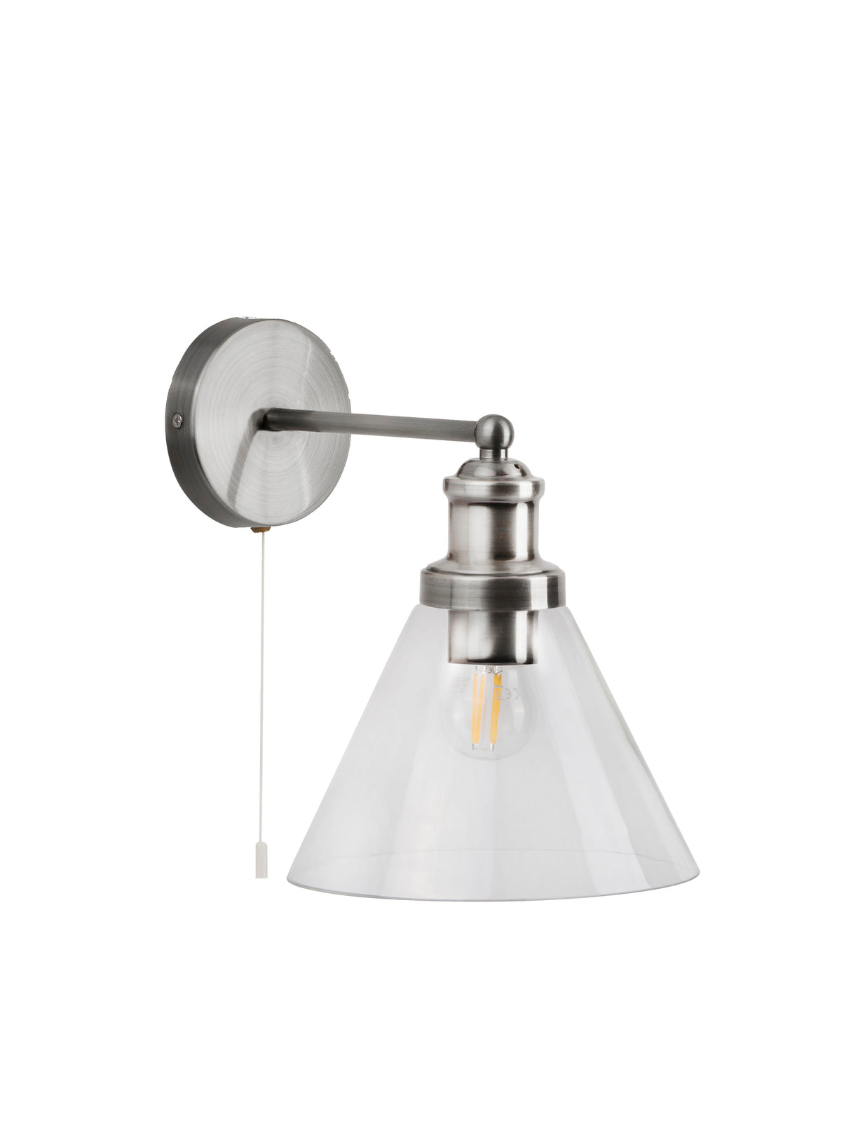 Searchlight Electric Pyramid Wall Light - Satin Silver & Glass Shades 1277SS