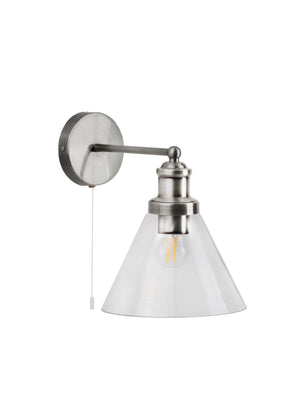 Searchlight Electric Pyramid Wall Light - Satin Silver & Glass Shades 1277SS