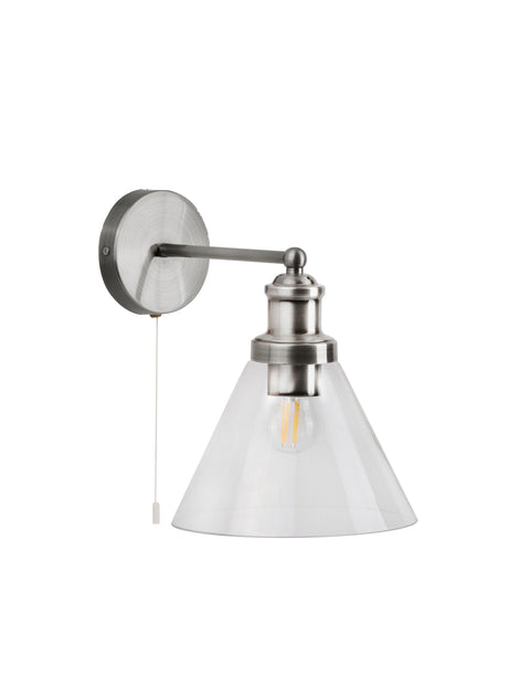 Searchlight Electric Pyramid Wall Light - Satin Silver & Glass Shades 1277SS