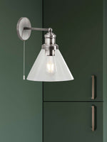 Searchlight Electric Pyramid Wall Light - Satin Silver & Glass Shades 1277SS