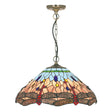 Dragonfly  Pendant  - Antique Brass Metal & Stained Glass