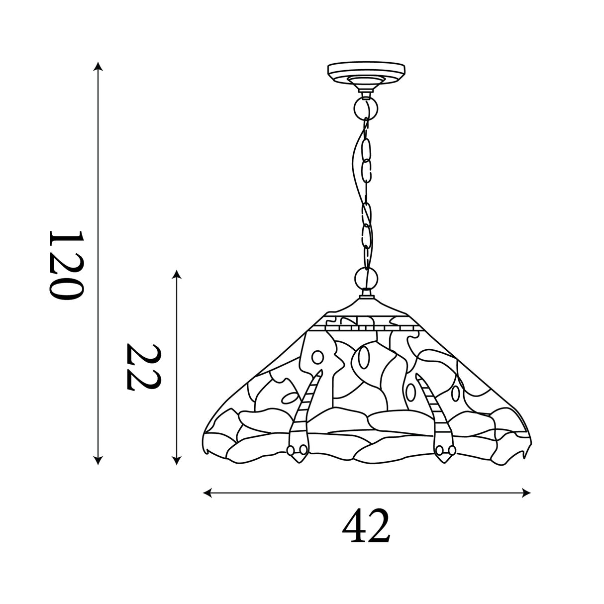 Searchlight Electric Dragonfly  Pendant  - Antique Brass Metal & Stained Glass 1283-16