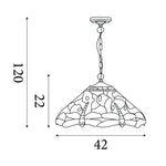 Searchlight Electric Dragonfly  Pendant  - Antique Brass Metal & Stained Glass 1283-16