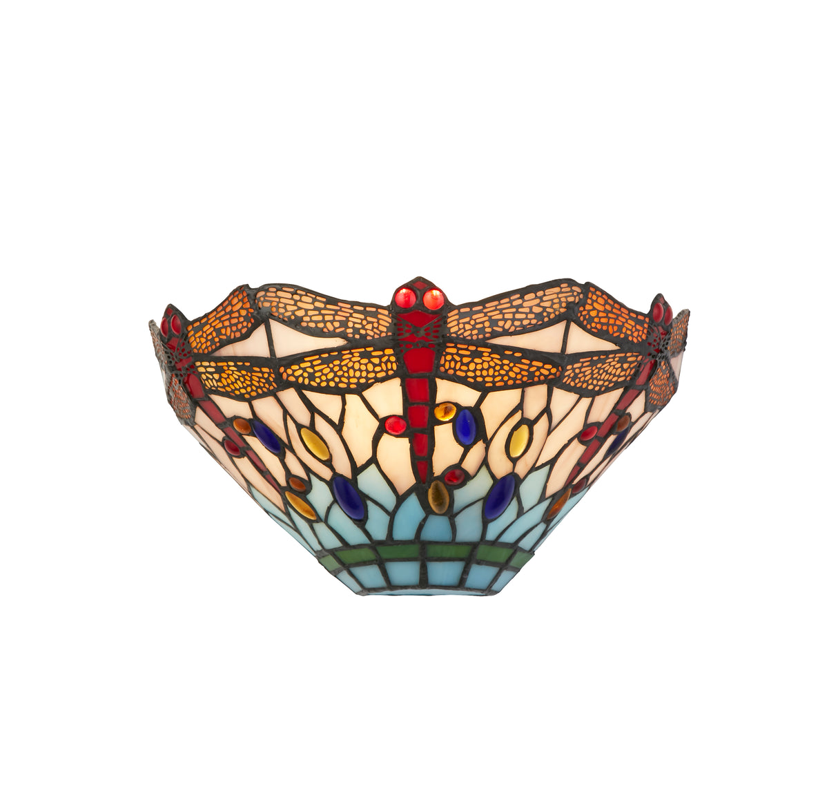 Dragonfly  Wall Light  - Antique Brass Metal & Stained Glass