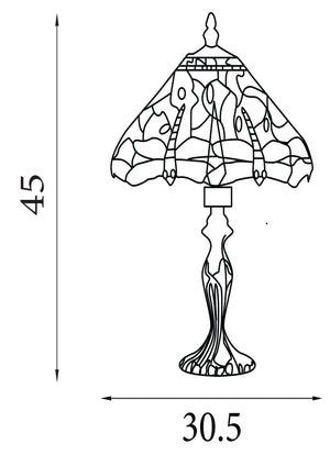 Searchlight Electric Dragonfly Table Lamp - Antique Brass & Stained Glass 1287