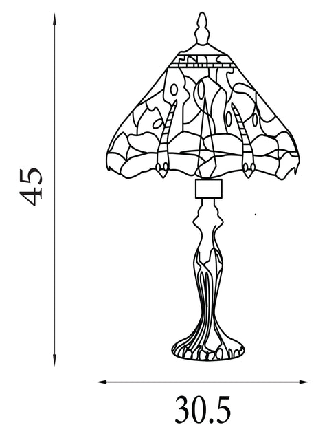 Searchlight Electric Dragonfly Table Lamp - Antique Brass & Stained Glass 1287