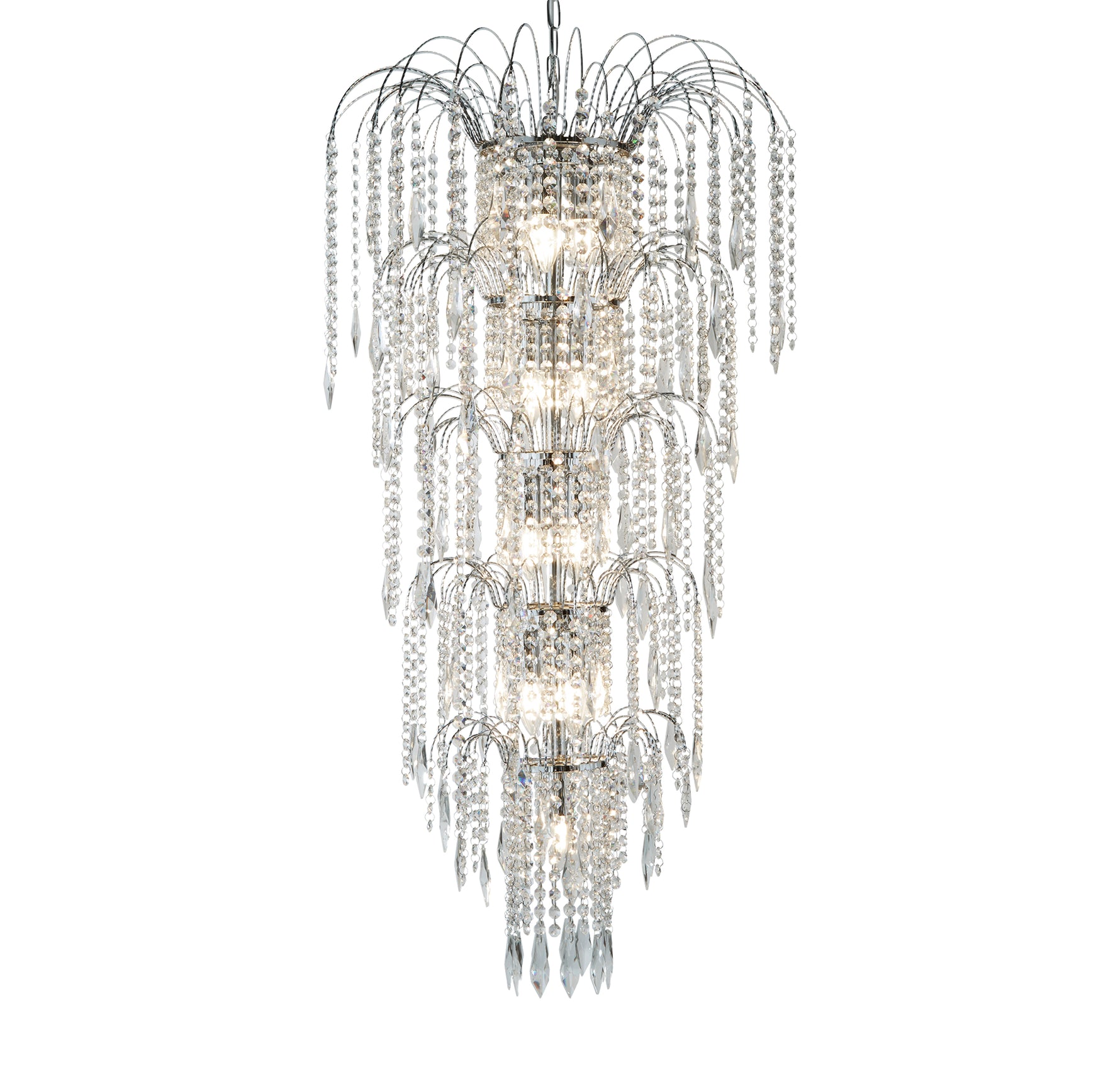 Waterfall 13Lt Chandelier  - Chrome Metal & Crystal