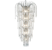 Waterfall 13Lt Chandelier  - Chrome Metal & Crystal