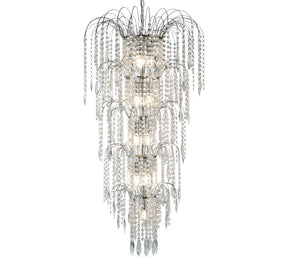 Waterfall 13Lt Chandelier  - Chrome Metal & Crystal