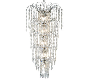 Waterfall 13Lt Chandelier  - Chrome Metal & Crystal