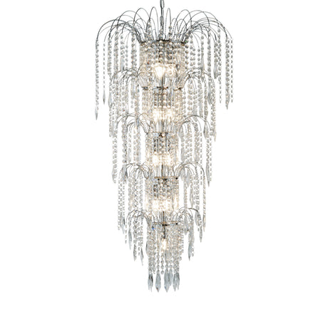 Waterfall 13Lt Chandelier  - Chrome Metal & Crystal