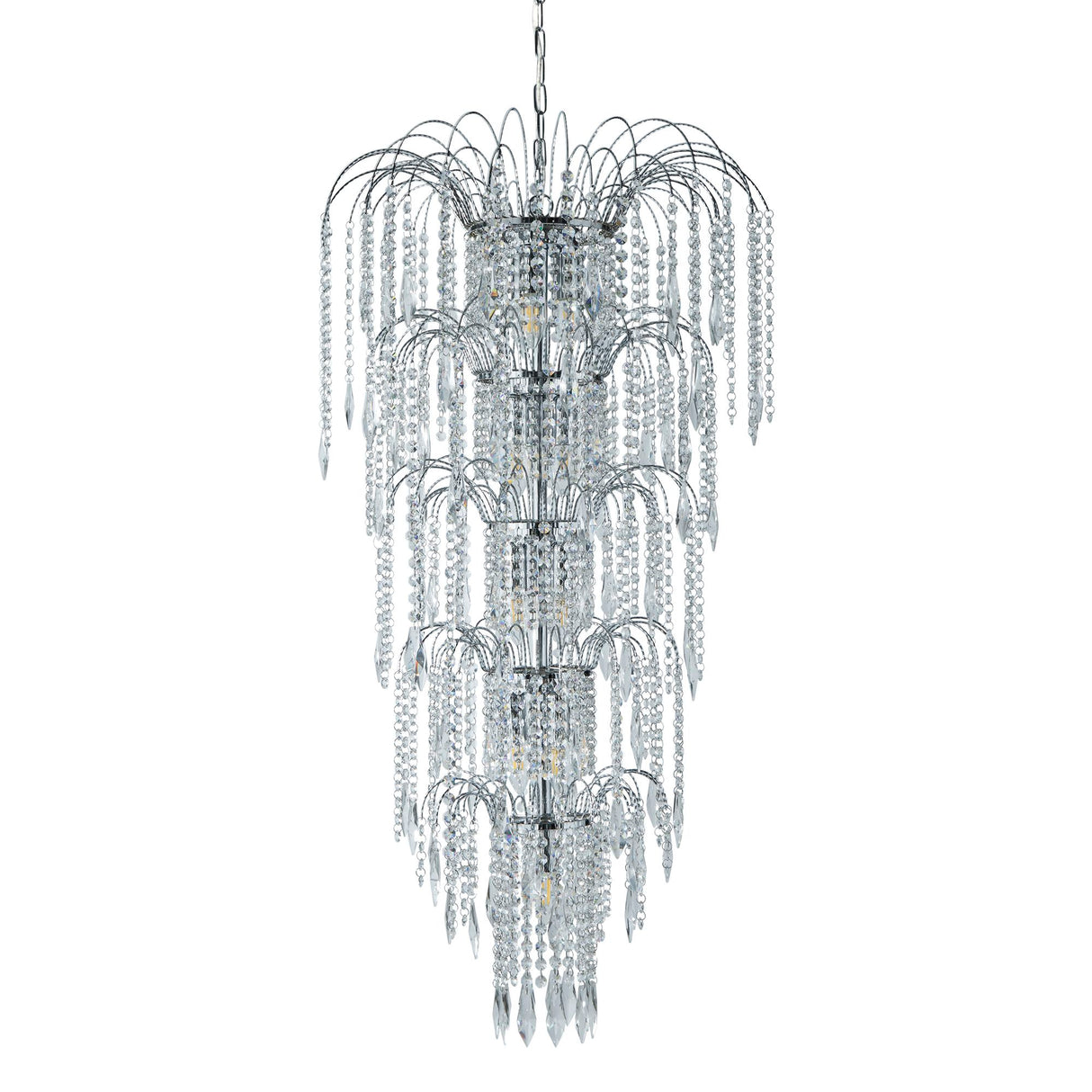 Searchlight Electric Waterfall 13Lt Chandelier  - Chrome Metal & Crystal 1313-13CC
