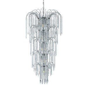Searchlight Electric Waterfall 13Lt Chandelier  - Chrome Metal & Crystal 1313-13CC