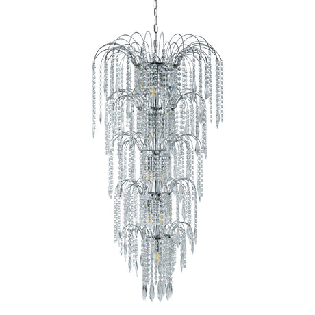 Searchlight Electric Waterfall 13Lt Chandelier  - Chrome Metal & Crystal 1313-13CC