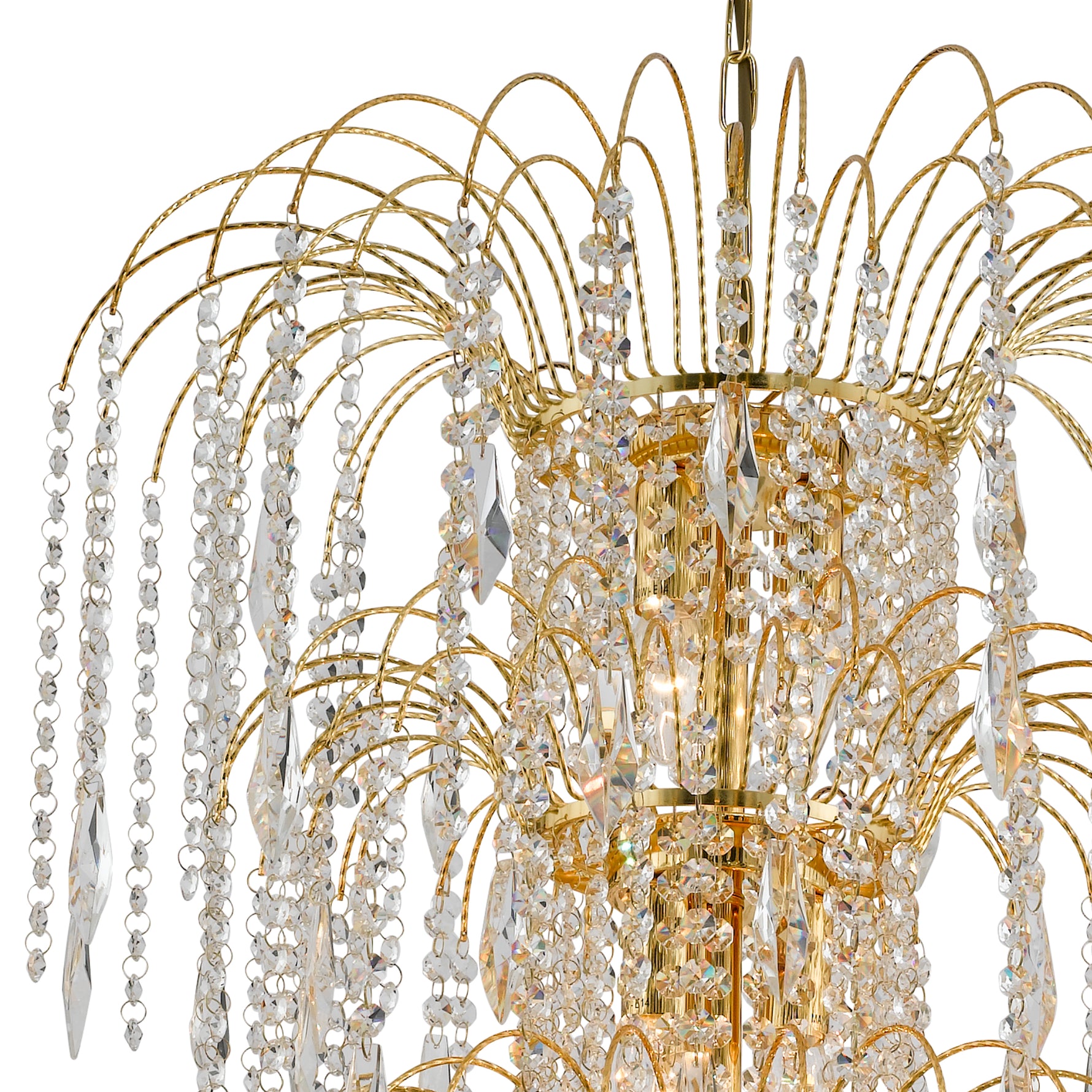 Searchlight Electric Waterfall 13Lt Tier Chandelier - Gold & Crystal 1313-13GO