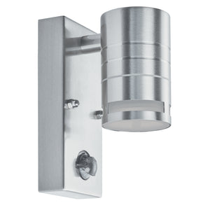 Searchlight Electric Metro Outdoor Wall Light with PIR - Stainless Steel & Glass 1318-1-LED