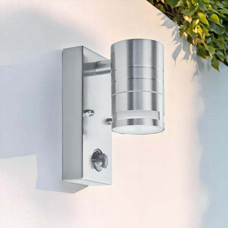 Searchlight Electric Metro Outdoor Wall Light with PIR - Stainless Steel & Glass 1318-1-LED