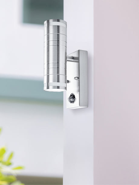 Searchlight Electric Metro Outdoor Wall Light - Stainless Steel Metal & Glass 1318-2-LED