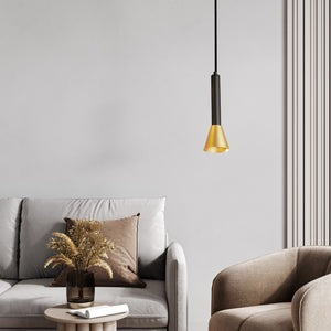 Searchlight Electric Signal Pendant - Black & Gold Metal 13611-1BGO
