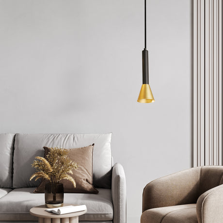 Searchlight Electric Signal Pendant - Black & Gold Metal 13611-1BGO