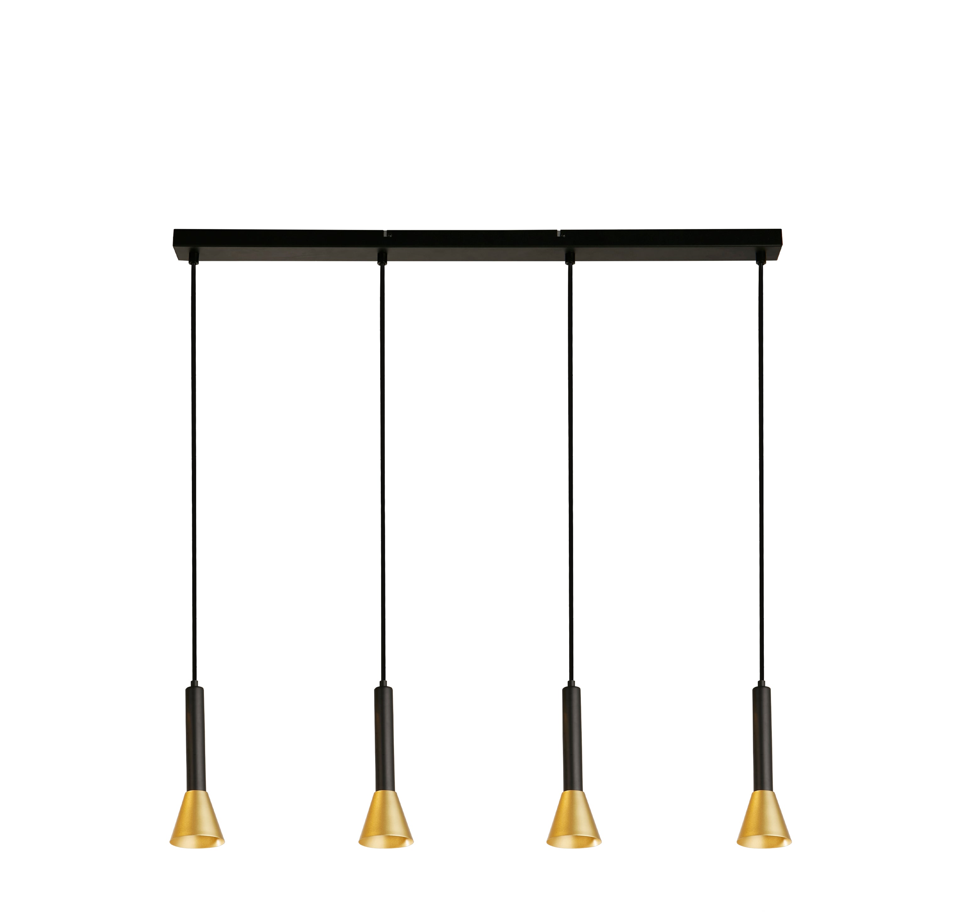 Signal 4Lt Bar Pendant - Black & Gold Metal