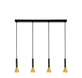 Signal 4Lt Bar Pendant - Black & Gold Metal