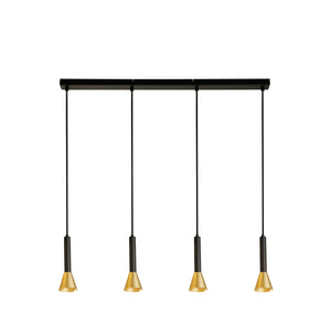 Signal 4Lt Bar Pendant - Black & Gold Metal