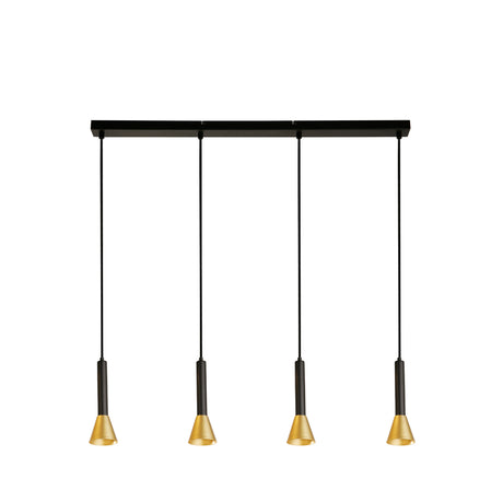 Signal 4Lt Bar Pendant - Black & Gold Metal