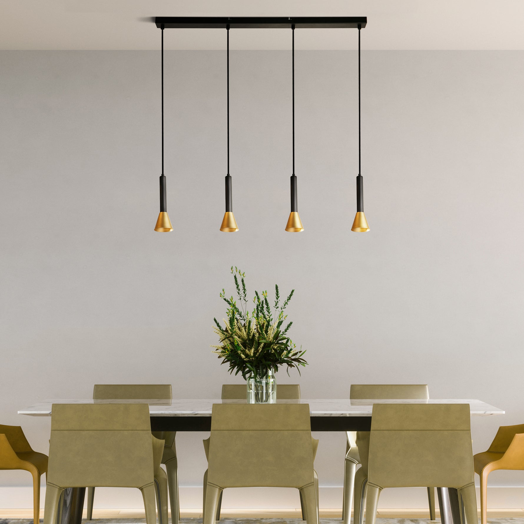 Searchlight Electric Signal 4Lt Bar Pendant - Black & Gold Metal 13611-4BGO