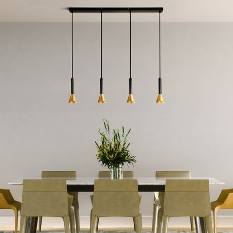 Searchlight Electric Signal 4Lt Bar Pendant - Black & Gold Metal 13611-4BGO