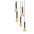 Signal 5Lt Multi-Drop Pendant - Black & Gold Metal
