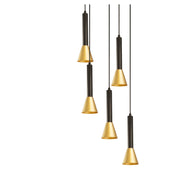 Signal 5Lt Multi-Drop Pendant - Black & Gold Metal