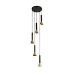 Searchlight Electric Signal 5Lt Multi-Drop Pendant - Black & Gold Metal 13611-5BGO