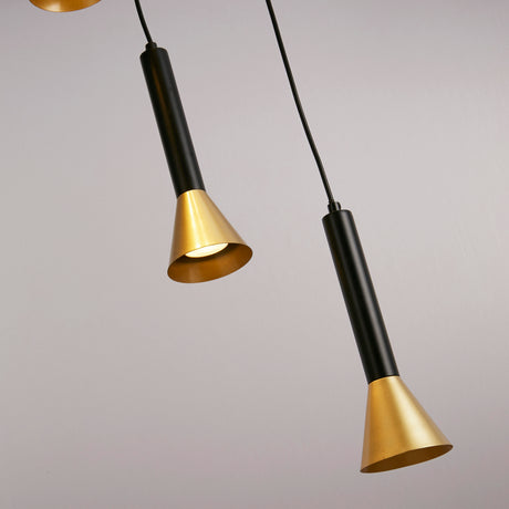 Searchlight Electric Signal 5Lt Multi-Drop Pendant - Black & Gold Metal 13611-5BGO