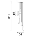 Searchlight Electric Signal 5Lt Multi-Drop Pendant - Black & Gold Metal 13611-5BGO