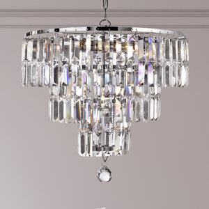Searchlight Electric Empire  5Lt Pendant - Chrome Metal & Clear Crystal 1375-5CC