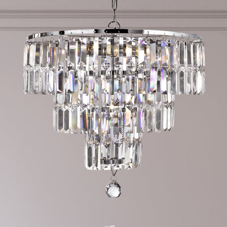 Searchlight Electric Empire  5Lt Pendant - Chrome Metal & Clear Crystal 1375-5CC