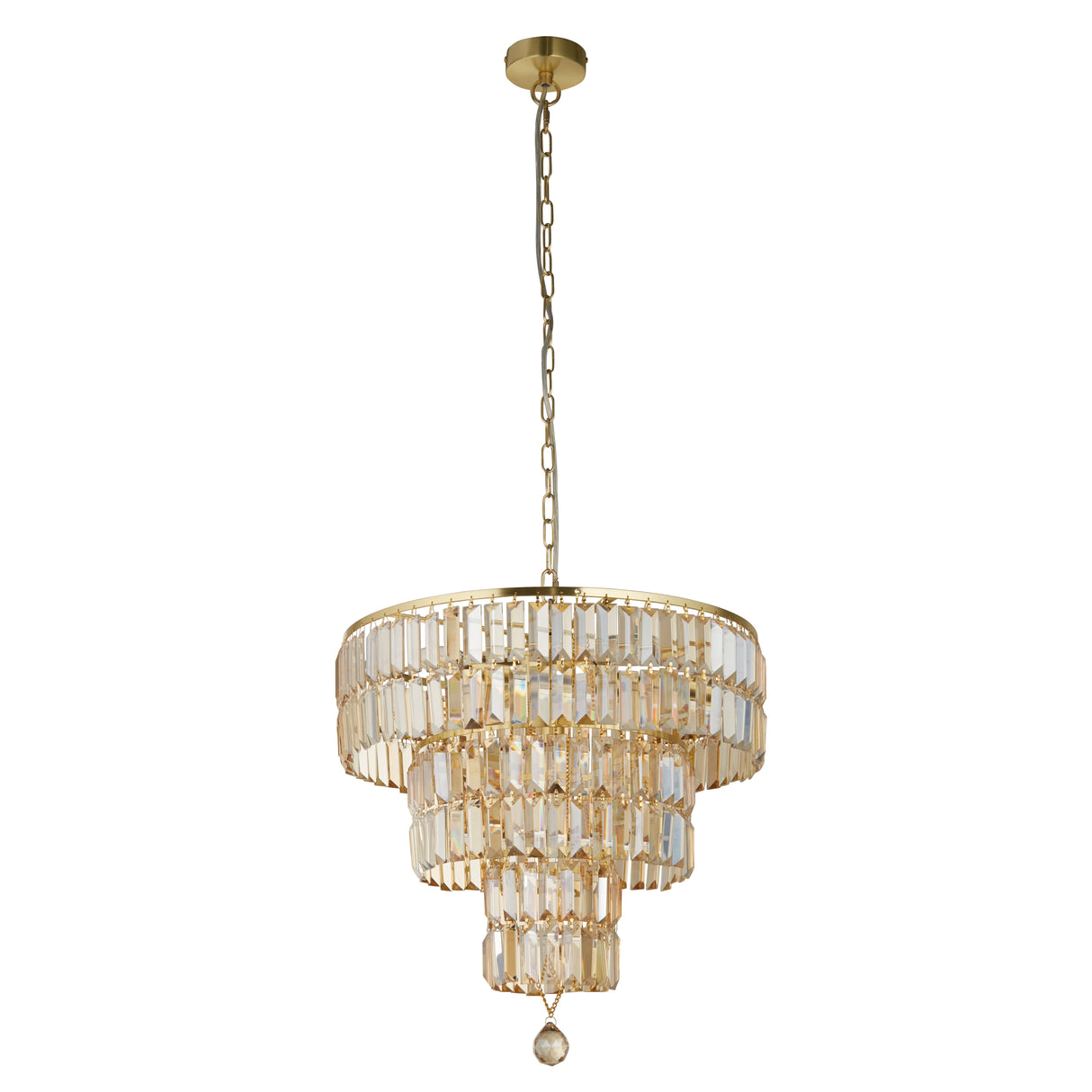 Searchlight Electric Empire 5Lt Pendant - Satin Brass Metal & Champagne Glass 1375-5SB