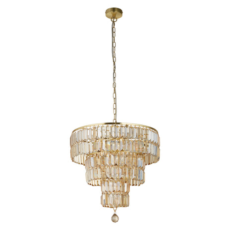 Searchlight Electric Empire 5Lt Pendant - Satin Brass Metal & Champagne Glass 1375-5SB