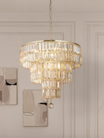 Searchlight Electric Empire 5Lt Pendant - Satin Brass Metal & Champagne Glass 1375-5SB