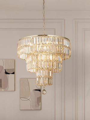 Searchlight Electric Empire 5Lt Pendant - Satin Brass Metal & Champagne Glass 1375-5SB