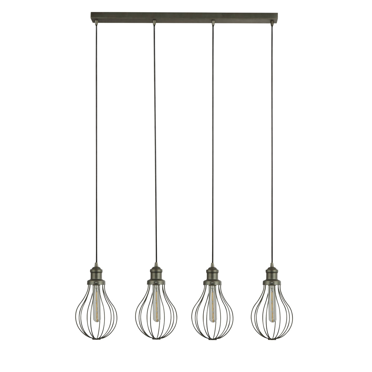 Searchlight Electric Balloon 4Lt Bar Pendant - Pewter Metal 1384-4PW