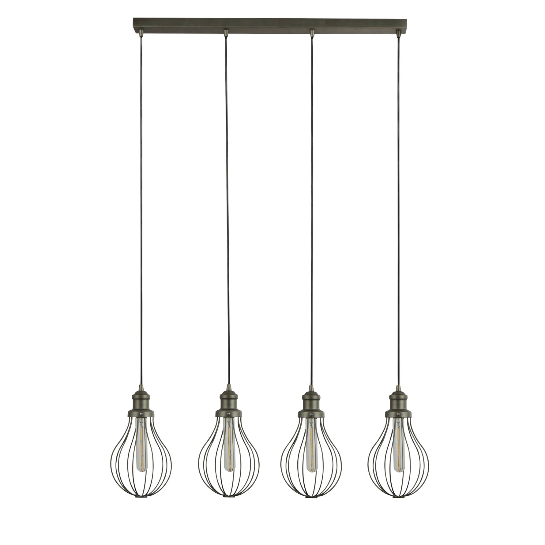 Searchlight Electric Balloon 4Lt Bar Pendant - Pewter Metal 1384-4PW